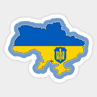 Ukraine Flag Map Sticker